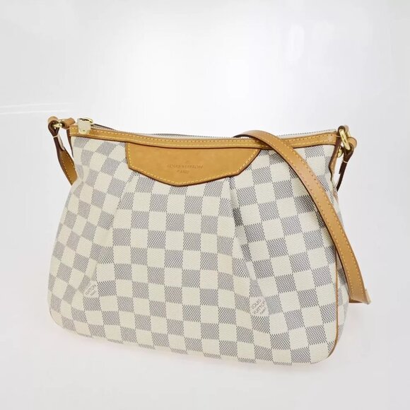 LOUIS VUITTON Siracusa PM Shoulder Bag Damier Azur Leather White N41113 21FB288 - Picture 1 of 14